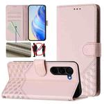 For Samsung Galaxy Z Fold5 Honeycomb Embossing RFID Leather Phone Case(Pink)