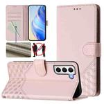 For Samsung Galaxy S21+ 5G Honeycomb Embossing RFID Leather Phone Case(Pink)