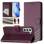 For Samsung Galaxy S21+ 5G Honeycomb Embossing RFID Leather Phone Case(Violet)