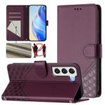 For Samsung Galaxy S22 5G Honeycomb Embossing RFID Leather Phone Case(Violet)