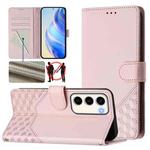 For Samsung Galaxy S23 5G Honeycomb Embossing RFID Leather Phone Case(Pink)