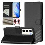 For Samsung Galaxy S23 5G Honeycomb Embossing RFID Leather Phone Case(Black)