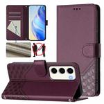 For Samsung Galaxy S23 5G Honeycomb Embossing RFID Leather Phone Case(Violet)