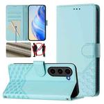 For Samsung Galaxy S23+ 5G Honeycomb Embossing RFID Leather Phone Case(Mint Green)