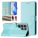 For Samsung Galaxy S23 Ultra 5G Honeycomb Embossing RFID Leather Phone Case(Mint Green)