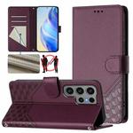 For Samsung Galaxy S23 Ultra 5G Honeycomb Embossing RFID Leather Phone Case(Violet)