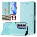 For Samsung Galaxy S24 5G Honeycomb Embossing RFID Leather Phone Case(Mint Green)