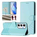 For Samsung Galaxy S24 FE 5G Honeycomb Embossing RFID Leather Phone Case(Mint Green)