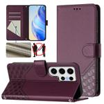 For Samsung Galaxy S24 Ultra 5G Honeycomb Embossing RFID Leather Phone Case(Violet)