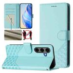 For Samsung Galaxy S25+ 5G Honeycomb Embossing RFID Leather Phone Case(Mint Green)