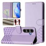 For Samsung Galaxy S25+ 5G Honeycomb Embossing RFID Leather Phone Case(Light Purple)