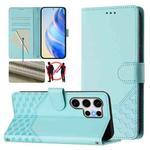 For Samsung Galaxy S25 Ultra 5G Honeycomb Embossing RFID Leather Phone Case(Mint Green)