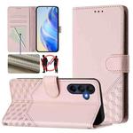 For Samsung Galaxy A17 4G Honeycomb Embossing RFID Leather Phone Case(Pink)