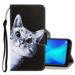 For OPPO Realme 6 3D Colored Drawing Horizontal Flip PU Leather Case with Holder & Card Slots & Wallet(Curious Cat)