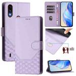 For Motorola Moto E7 Power 2021 Honeycomb Embossing RFID Leather Phone Case(Light Purple)