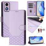 For Motorola Moto E14 4G / G24 4G Honeycomb Embossing RFID Leather Phone Case(Light Purple)