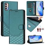 For Motorola Moto E40 / E30 / E20 Honeycomb Embossing RFID Leather Phone Case(Peacock Green)