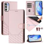 For Motorola Moto G 5G 2022 Honeycomb Embossing RFID Leather Phone Case(Pink)