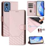 For Motorola Moto G Play 5G 2024 Oversea Honeycomb Embossing RFID Leather Phone Case(Pink)