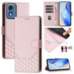 For Motorola Moto G 5G 2024 Oversea Honeycomb Embossing RFID Leather Phone Case(Pink)