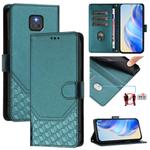 For Motorola Moto G Play 2021 Honeycomb Embossing RFID Leather Phone Case(Peacock Green)