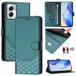 For Motorola Moto G Power 5G 2024 Honeycomb Embossing RFID Leather Phone Case(Peacock Green)