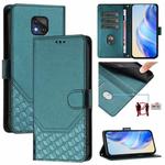 For Motorola Moto G Power 2021 Honeycomb Embossing RFID Leather Phone Case(Peacock Green)