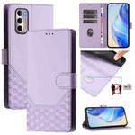 For Motorola Moto G Stylus 4G 2022 Honeycomb Embossing RFID Leather Phone Case(Light Purple)