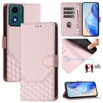 For Motorola Moto G24 4G / G04 4G Oversea Honeycomb Embossing RFID Leather Phone Case(Pink)