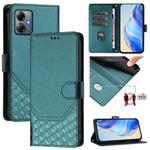 For Motorola Moto G14 4G / G54 5G Honeycomb Embossing RFID Leather Phone Case(Peacock Green)