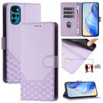 For Motorola Moto E32 India / G22 4G Honeycomb Embossing RFID Leather Phone Case(Light Purple)