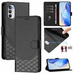 For Motorola Moto G52 4G / G82 5G / G71s Honeycomb Embossing RFID Leather Phone Case(Black)