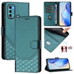 For Motorola Moto G60 / G40 Fusion Honeycomb Embossing RFID Leather Phone Case(Peacock Green)