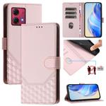 For Motorola Moto G84 5G Honeycomb Embossing RFID Leather Phone Case(Pink)