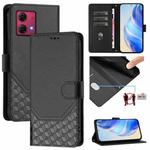 For Motorola Moto G84 5G Honeycomb Embossing RFID Leather Phone Case(Black)