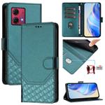 For Motorola Moto G84 5G Honeycomb Embossing RFID Leather Phone Case(Peacock Green)