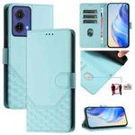 For Motorola Moto G85 5G Honeycomb Embossing RFID Leather Phone Case(Mint Green)