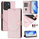 For Motorola Moto G15 Honeycomb Embossing RFID Leather Phone Case(Pink)