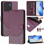 For Motorola Moto G15 Honeycomb Embossing RFID Leather Phone Case(Violet)