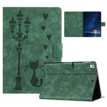 For iPad 10.2 2021 / 2020 / 10.5 2019 Embossed Couple Cat Smart Tablet Leather Case(Green)