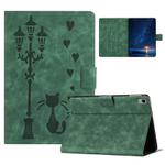 For iPad mini 6 Embossed Couple Cat Smart Tablet Leather Case(Green)