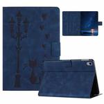 For iPad mini 2024 / mini 6 Embossed Couple Cat Smart Tablet Leather Case(Blue)