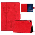 For iPad mini 6 Embossed Couple Cat Smart Tablet Leather Case(Red)