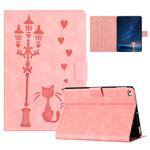 For iPad mini 5 / 4 / 3 / 2 / 1 Embossed Couple Cat Smart Tablet Leather Case(Pink)