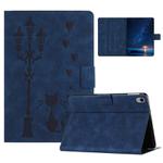 For iPad 10th Gen 10.9 2022 Embossed Couple Cat Smart Tablet Leather Case(Blue)