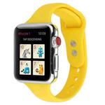 For Apple Watch 5 & 4 44mm / 3 & 2 & 1 42mm Thin Silicone Double Buckle Watch Band(Yellow)