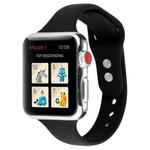 For Apple Watch 5 & 4 44mm / 3 & 2 & 1 42mm Thin Silicone Double Buckle Watch Band(Black)