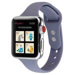 For Apple Watch 5 & 4 44mm / 3 & 2 & 1 42mm Thin Silicone Double Buckle Watch Band(Lavender Grey)