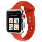 For Apple Watch 5 & 4 44mm / 3 & 2 & 1 42mm Thin Silicone Double Buckle Watch Band(Red)
