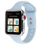 For Apple Watch Series 7 41mm / 6 & SE & 5 & 4 40mm / 3 & 2 & 1 38mm Thin Silicone Double Buckle Watch Band(Sky Blue)
